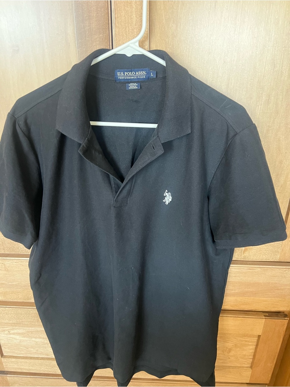 U.S. Polo Assn. Black Short-Sleeve Polo with White Pony Logo